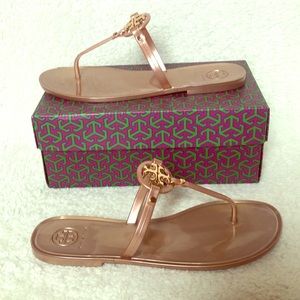 Tory Burch Mini-Miller Flat Sandal Rose Gold Jelly